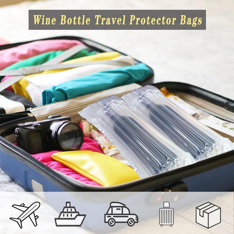 STAY WILD 10 Packs Wine Bottle Travel Protector & Inflatable Bags Airplane, Air Column Bubble Cushion Wrap Pouches for Shipping Packing Transport - Image 2